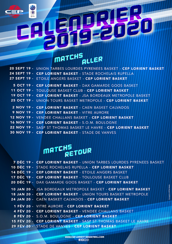 Le Calendrier A Evolue 2019 2020 Cep Lorient Basket Ball cep lorient basket calendrier 2022 2021